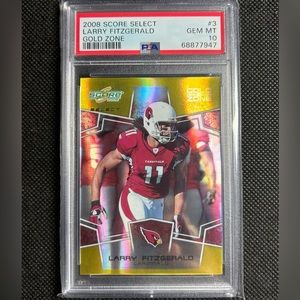 2008 Score Select Gold Zone /50 Larry Fitzgerald #3 PSA 10 Gem Mint Pop 1